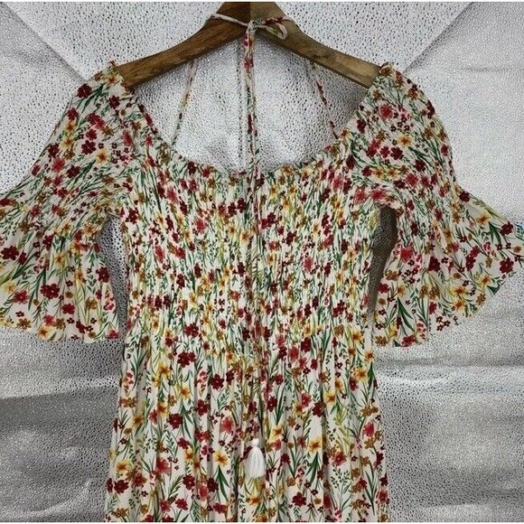 Lost + Wander Floral Maxi Renee Smocked Off Shoulder Bell Sleeves Fairy Cottage - Picture 4 of 12
